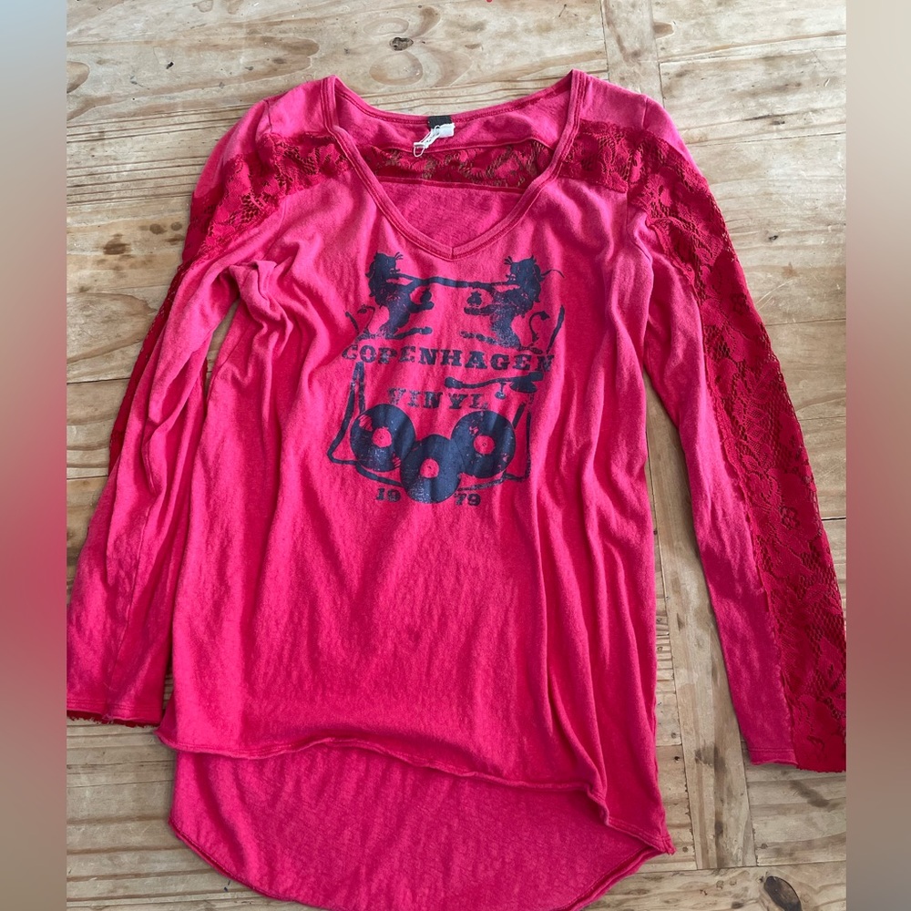 Free People Copenhagen Vinyl Tunic Tee - M